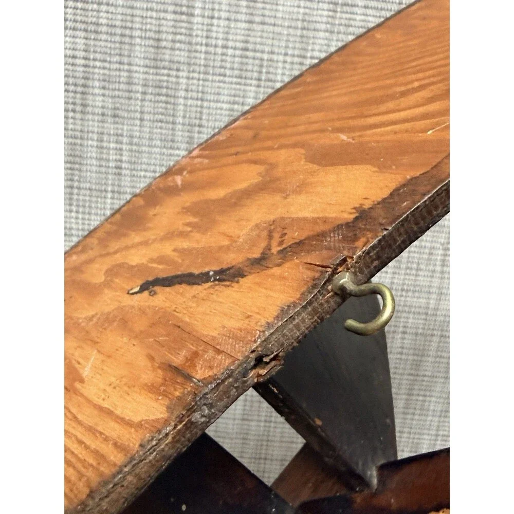 Vintage MCM Crescent Moon Stairway Wall Shelf Wood Hanging Display Folk Art 24”
